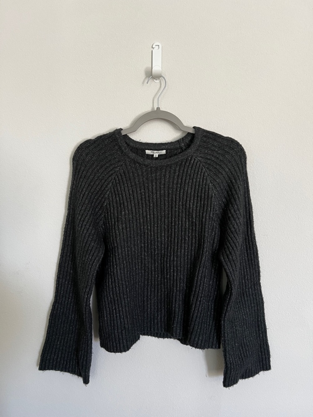 Heather Gray Ribbed Crewneck Sweater